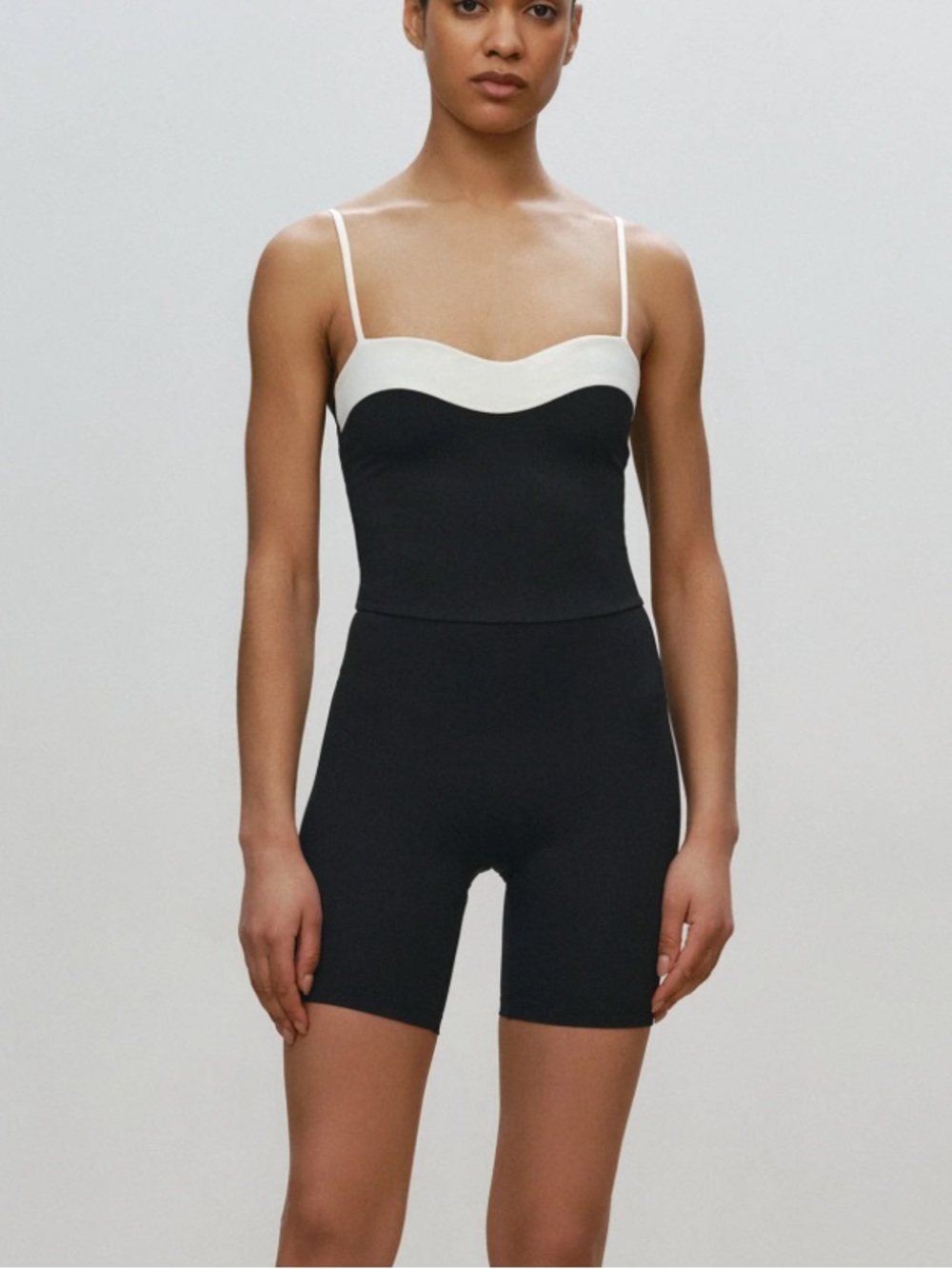 NORBA Black and White Fitted Bike Shorts Romper Jumpsuit